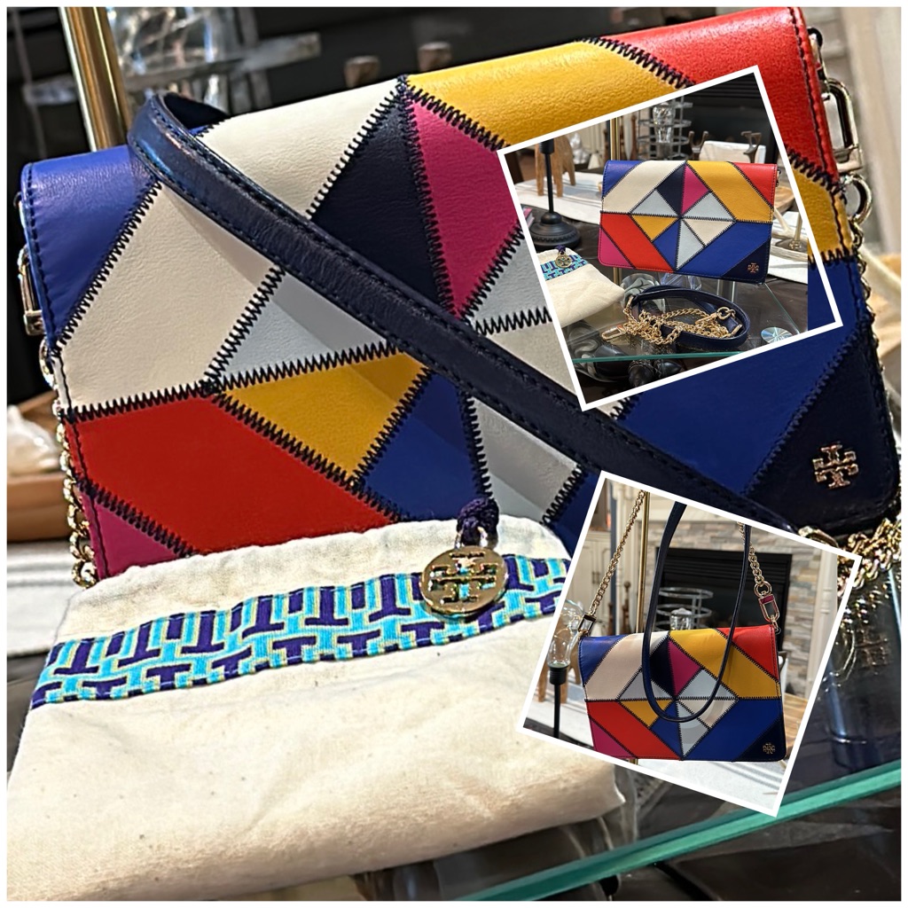 Authentic Tory Burch Diamond Stitch Chain Wallet, Style # 36720 In Euc